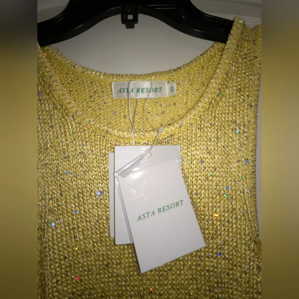 BB3. NWT ASTA RESORT NATALIA DRESS - CHARTREUSE SEQUIN - Picture 9 of 9